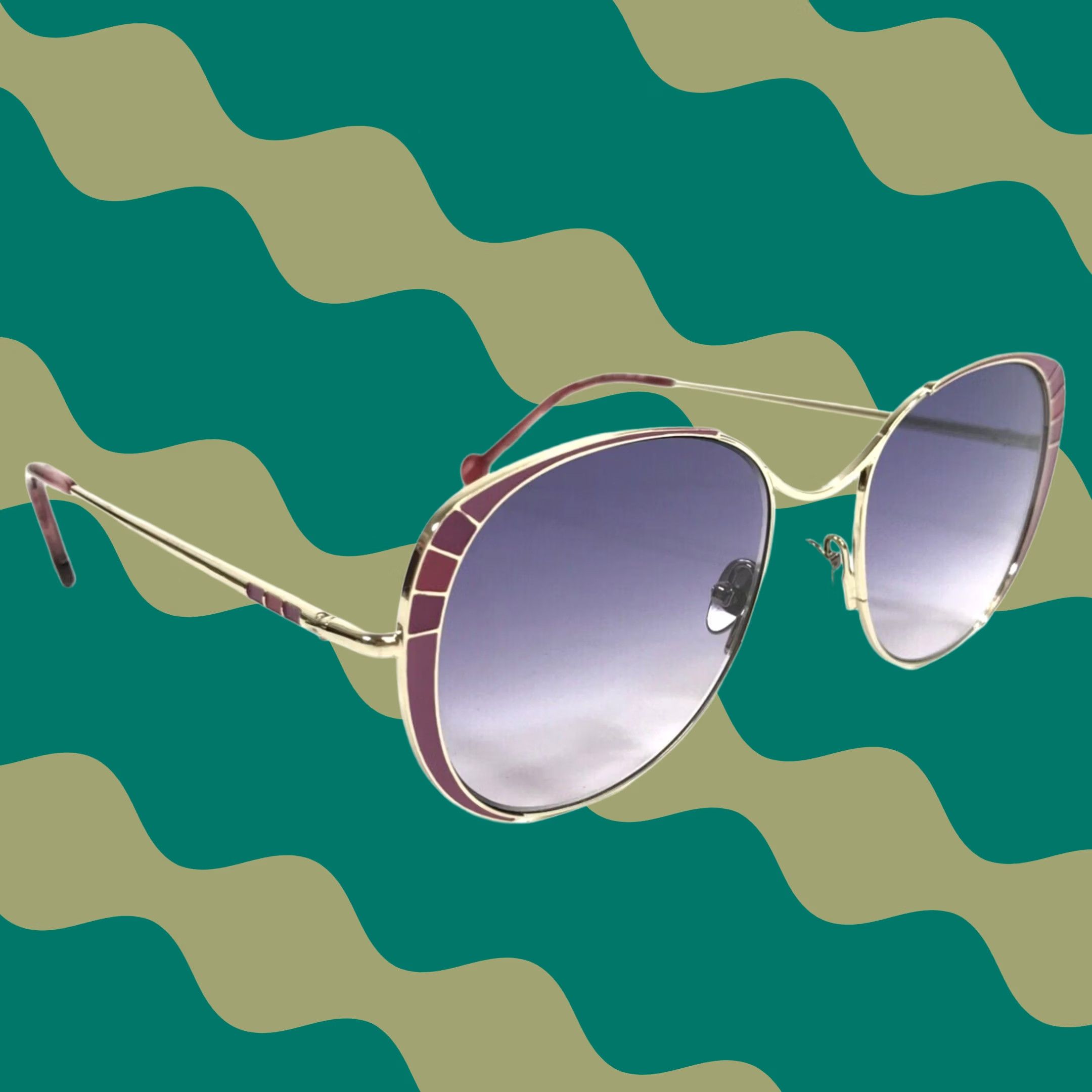 Nathalie Blanc Sunglasses ANAELLE 608 Gold Purple Frames Purple Gradient Lenses Stylish Aviator Sunglasses main image 2