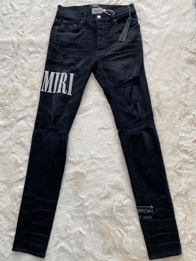 Amiri Amiri Size 32 Black Logo destroys jeans Size US 32 / EU 48 - 1 Thumbnail