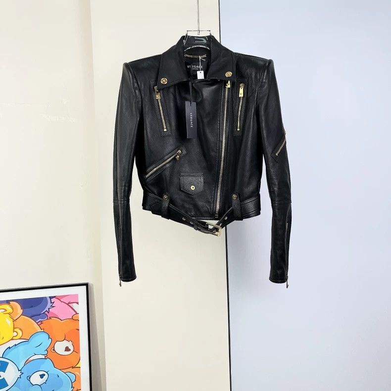 Versace Black Leather Jacket - dmc