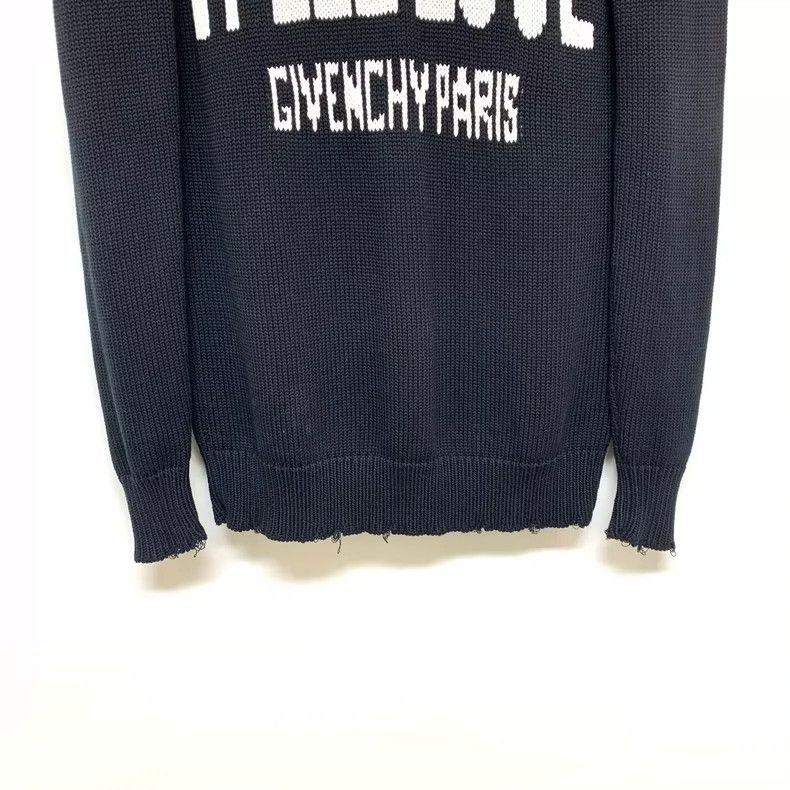Givenchy Givenchy Black Distressed Knit Sweater Size S Shoulder Wid Size US S / EU 44-46 / 1 - 6 Thumbnail