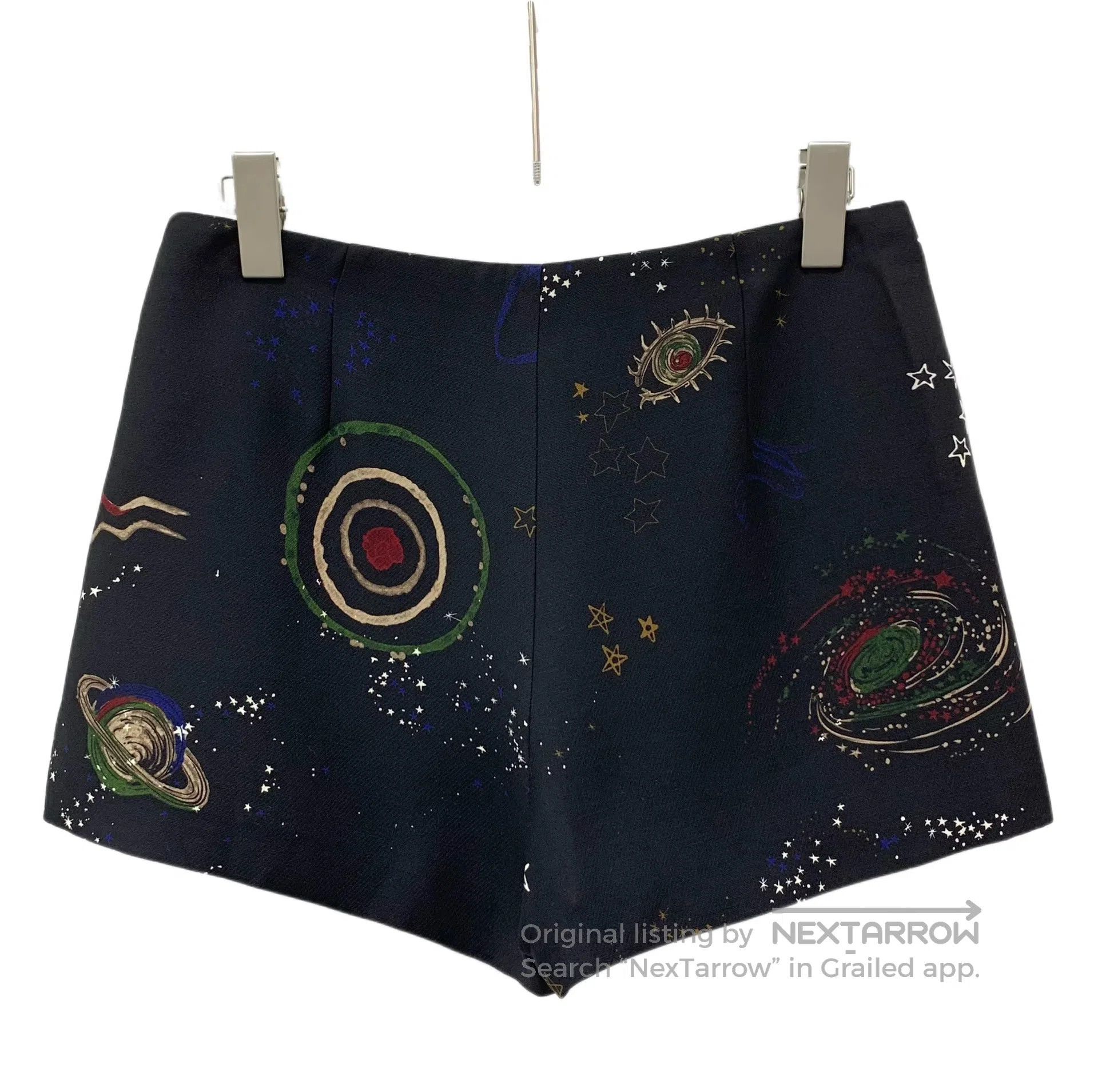 Valentino Valentino Black Starry Universe Printed Wool Casual Short Size 39" - 2 Thumbnail