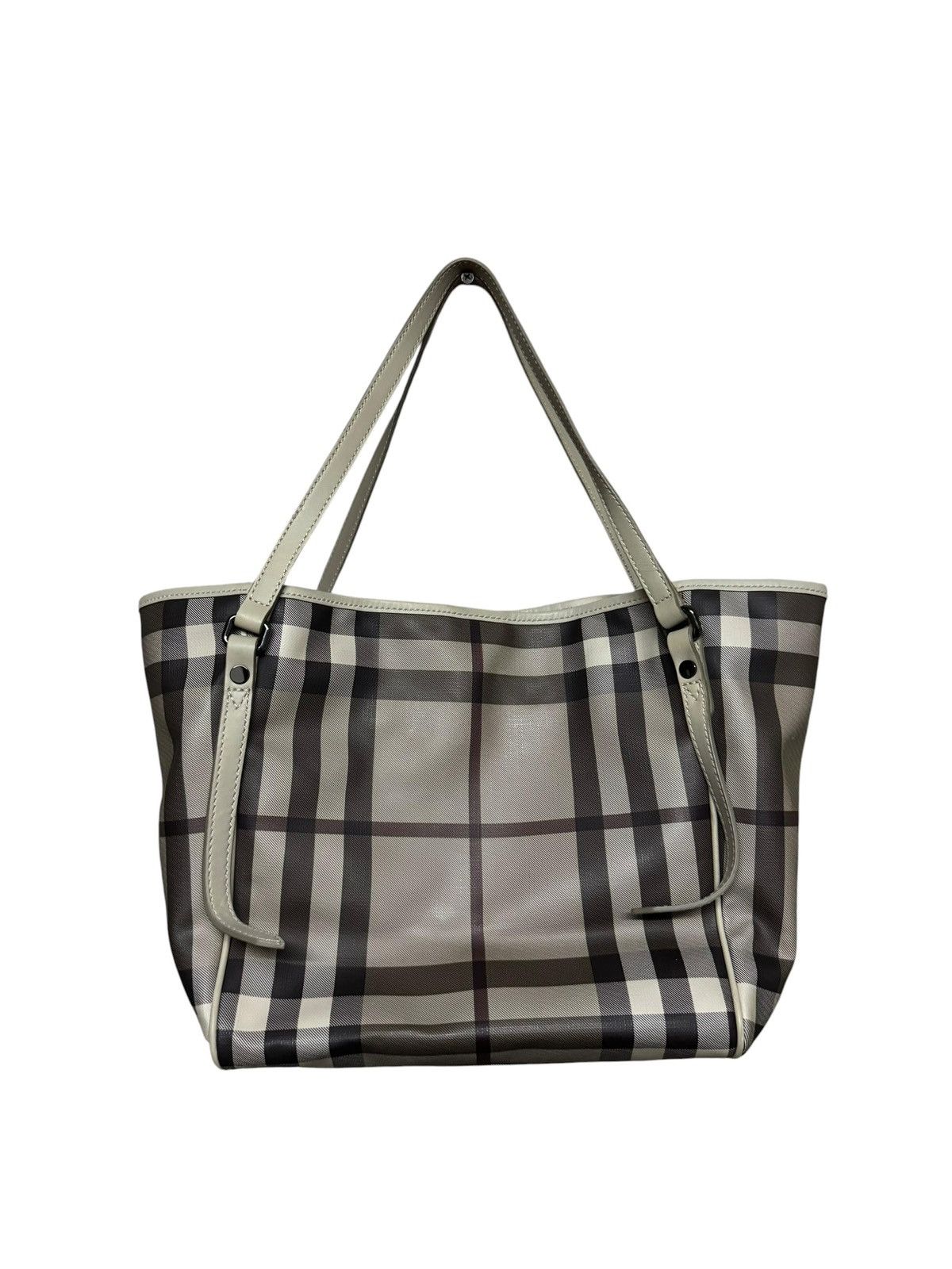 Burberry Burberry Smoke Grey Haymarket Novacheck Tote Bag Size ONE SIZE - 2 Thumbnail