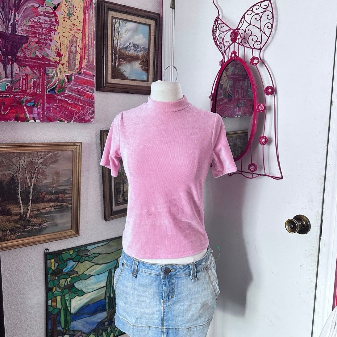 Forever 21 forever 21 pink corduroy short sleeve turtleneck top Size S / US 4 / IT 40 - 1 Thumbnail