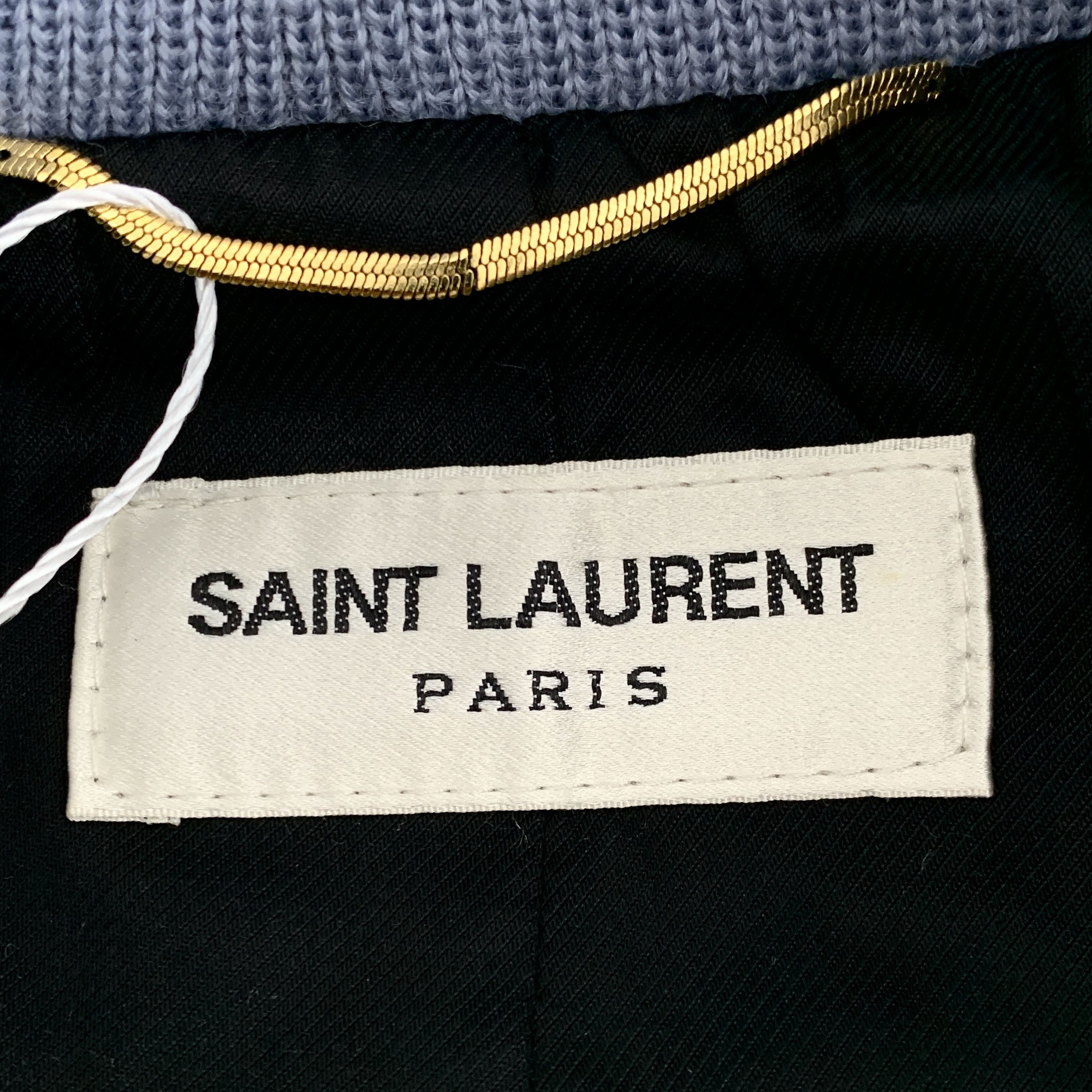 Saint Laurent Paris Saint Laurent Jacket – Blue Wool Stripe Bomber (Size XS) Size XS / US 0-2 / IT 36-38 - 7 Thumbnail