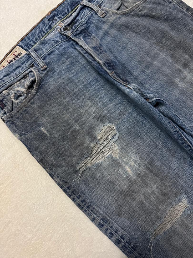 Levi's 💥INSANE💥CRAZY THRASHED ABRECROMBIE FLARED BELL BOTTOM JEANS Size US 35 - 7 Thumbnail