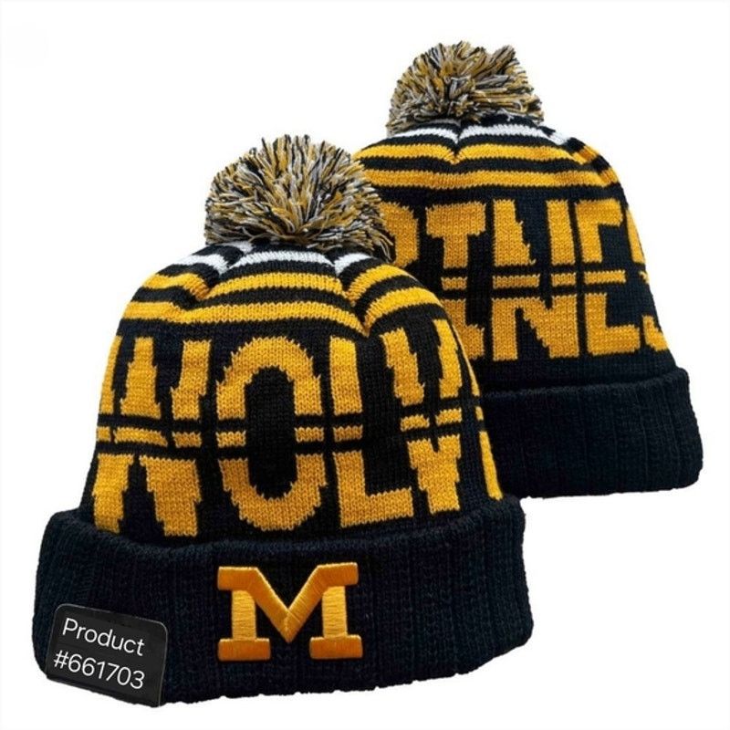 NCAA NWT Michigan Wolverines Sports Knit Pom Beanie Fleece Lined Size ONE SIZE - 1 Thumbnail