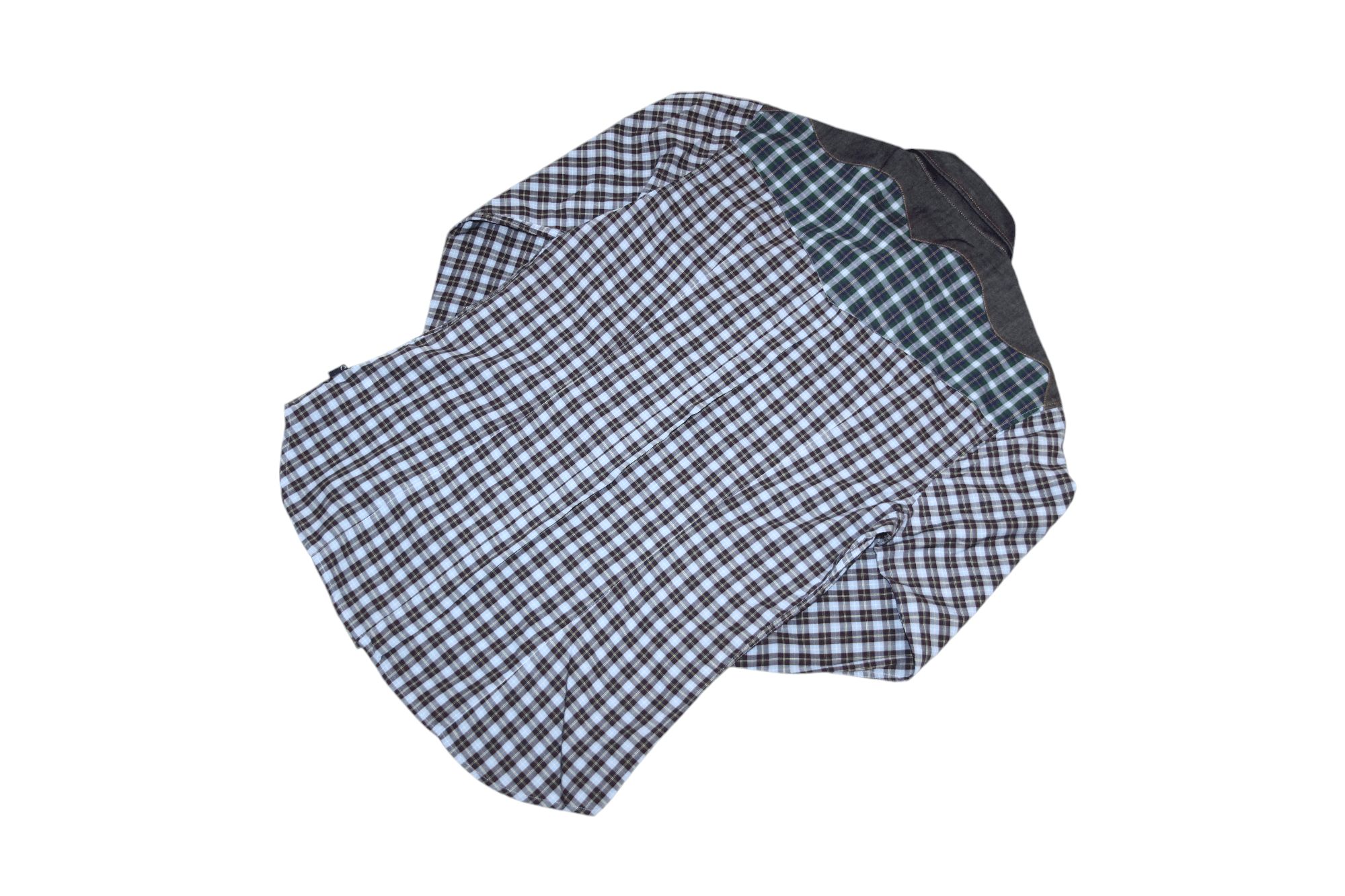 Roberto Cavalli Cavalli gradient checkered denim trim popover western shirt Size US L / EU 52-54 / 3 - 7 Thumbnail