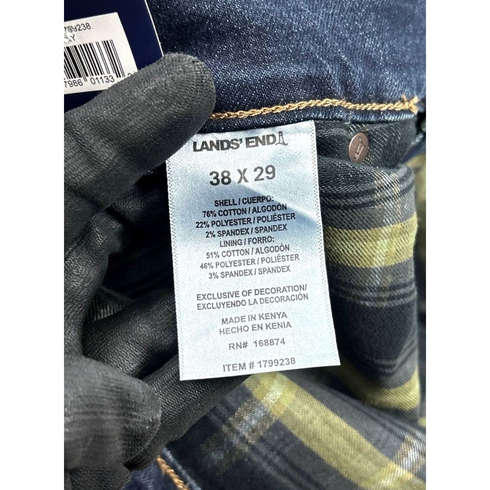 Lands' End Lands' End Jeans Men 38 Blue Denim Straight 5-Pocket Regular Rise Mid Lined 38x29 New Size US 38 / EU 54 - 5 Thumbnail