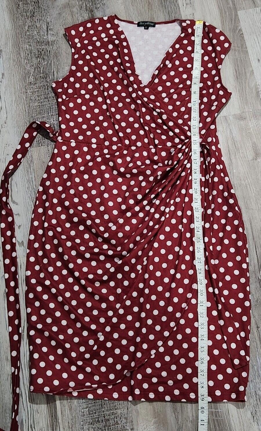 Designer Berydress Extra Large Polka Dot Red Maroon Wrap Style Tie Size XL / US 12-14 / IT 48-50 - 5 Thumbnail