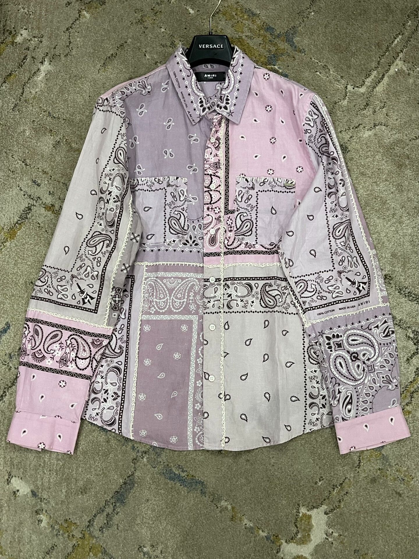 Amiri AMIRI Pink Embroidered Casual Shirt Size US L / EU 52-54 / 3 - 1 Thumbnail