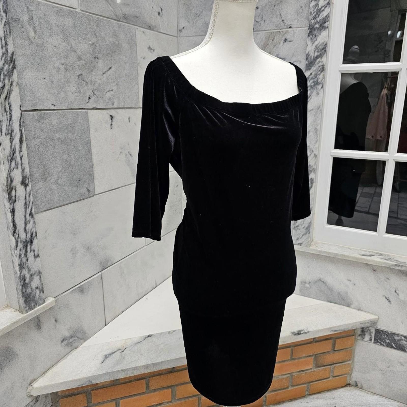 Other Women's Black Velvet Dress Size XL / US 12-14 / IT 48-50 - 3 Thumbnail