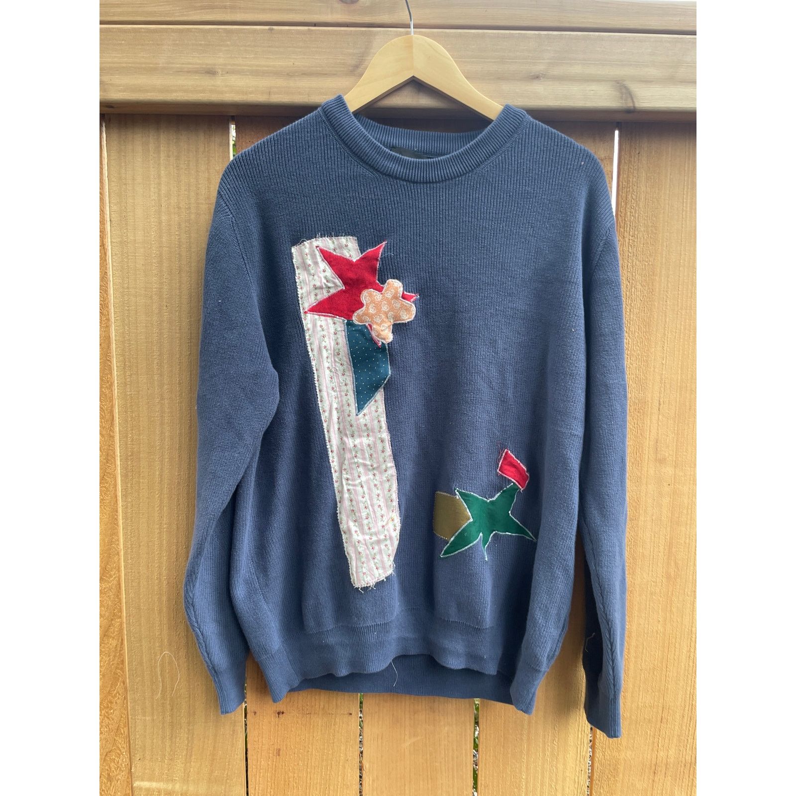 Adolfo Dominguez Large Upcycled Blue Collage Sweater Size L / US 10 / IT 46 - 6 Thumbnail