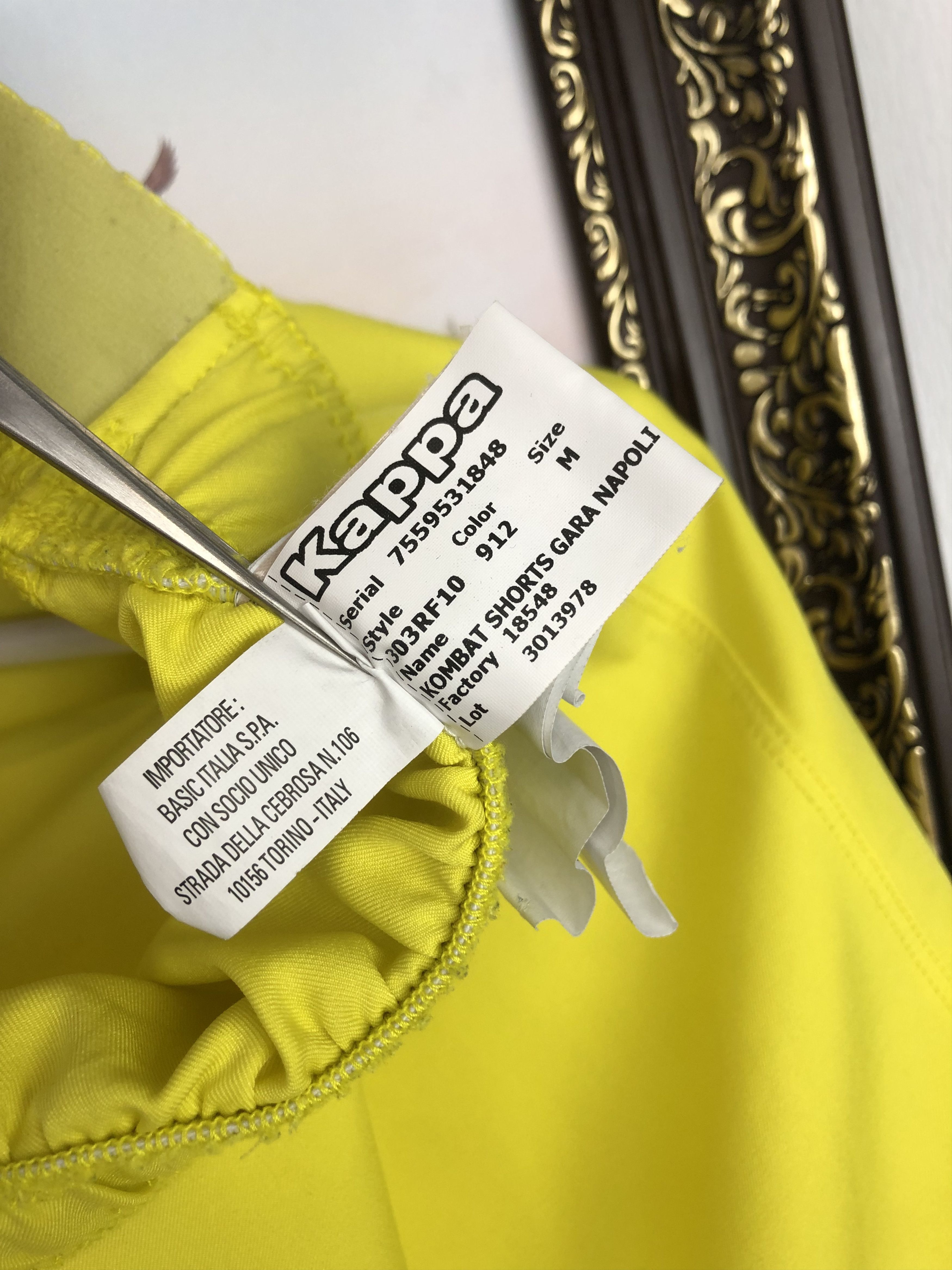 Kappa Napoli Football Shorts Yellow Athletic Mens Soccer Track Size US 32 / EU 48 - 9 Thumbnail