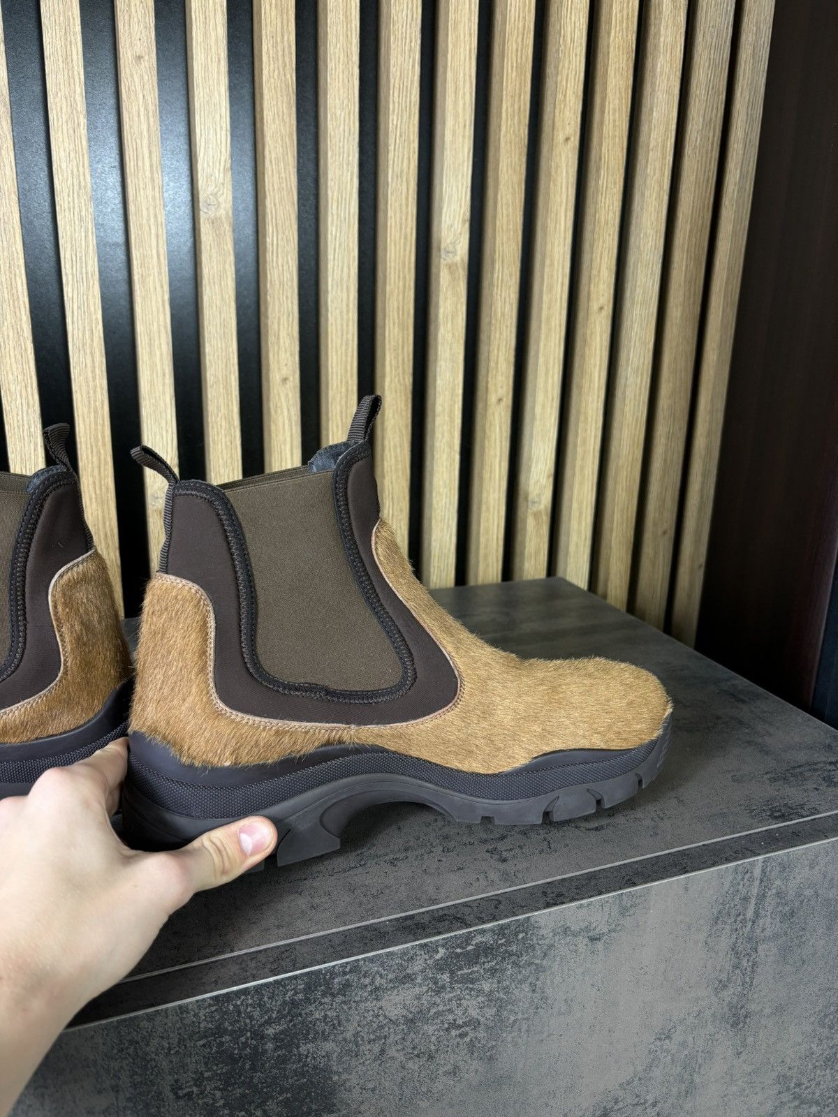 Designer × John Elliott VERY RARE John Elliott Chelsea Boots Pecan Calf Hair Limited Size US 12 / EU 45 - 8 Thumbnail