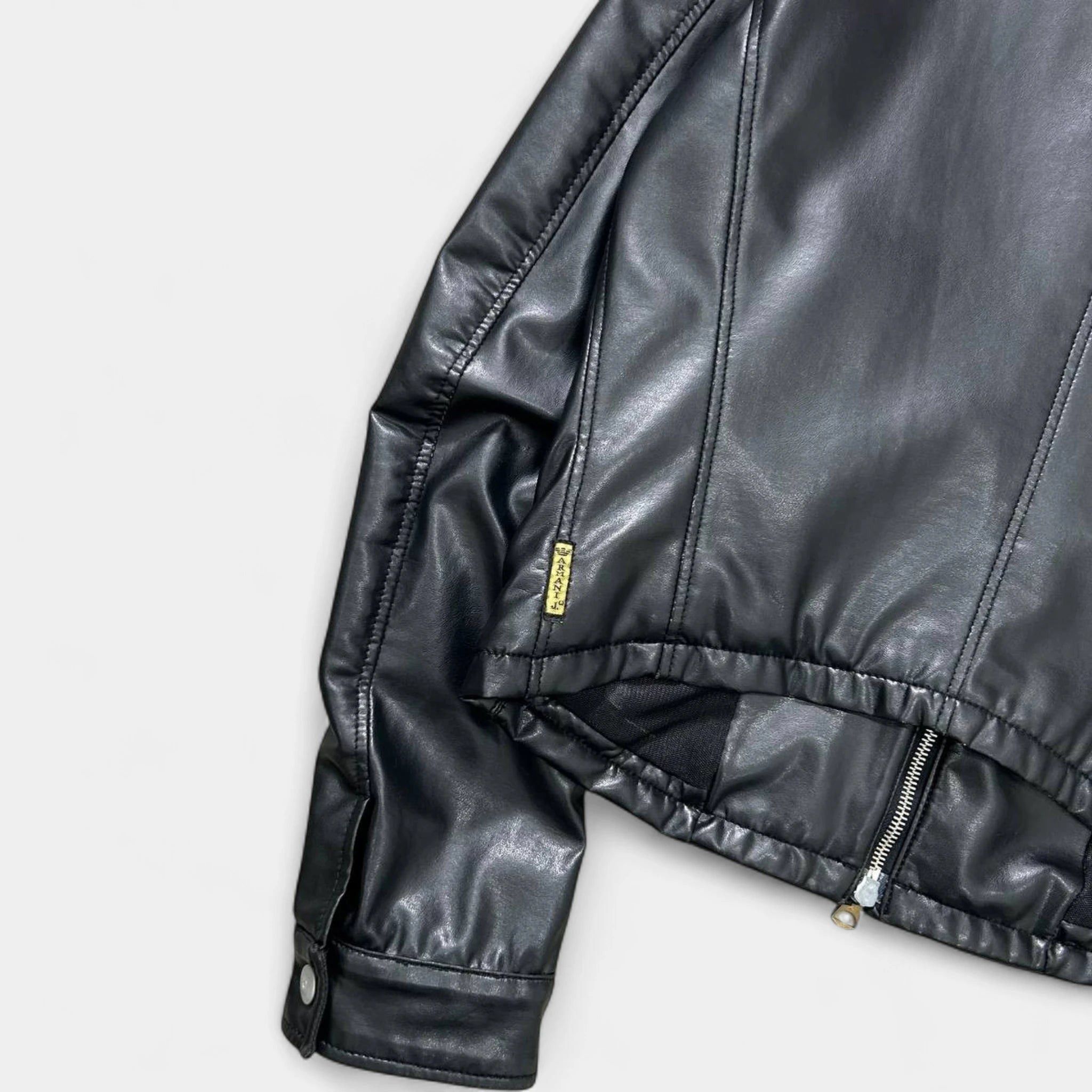 Armani Armani Jeans 2000's Leather Black Racing Jacket Size US M / EU 48-50 / 2 - 7 Thumbnail