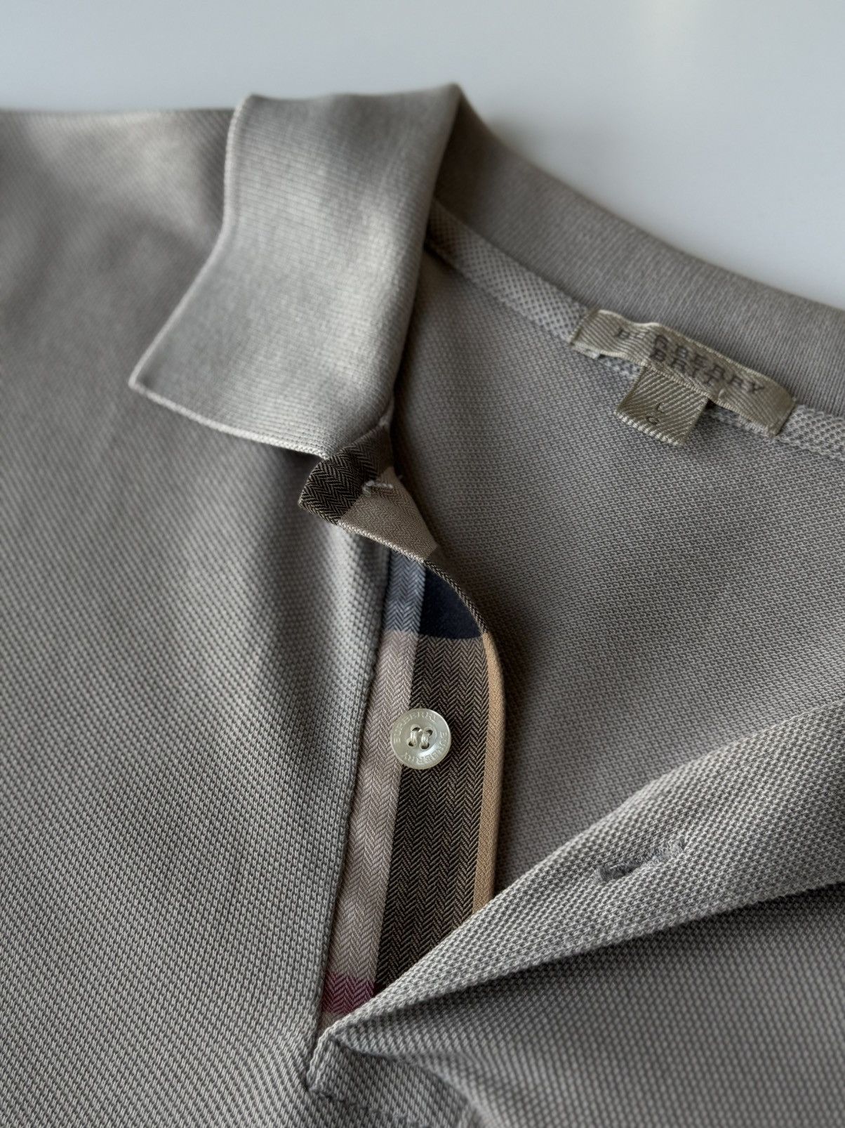 Burberry Burberry Label Men Embroidery Logo Polo Tee Gray Size US L / EU 52-54 / 3 - 8 Thumbnail