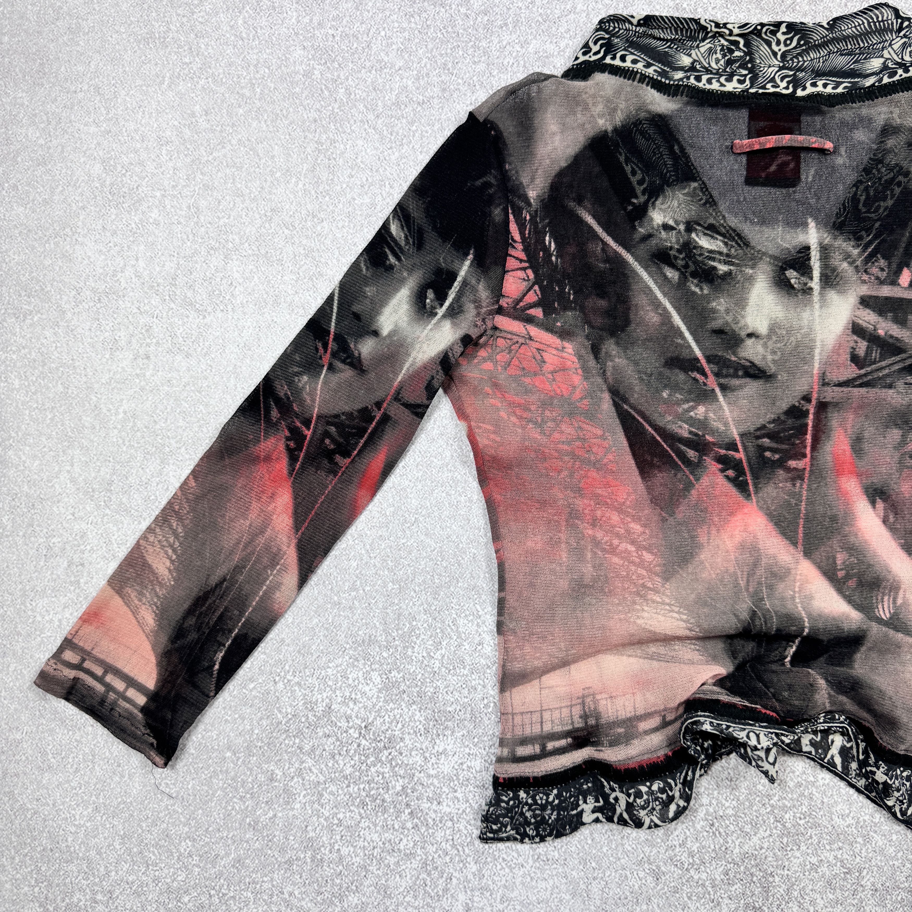 Jean Paul Gaultier × Vintage 90s JPG JEAN PAUL GAULTIER MAILLE MESH TOP WOMEN FACE SIZE L Size L / US 10 / IT 46 - 11 Thumbnail
