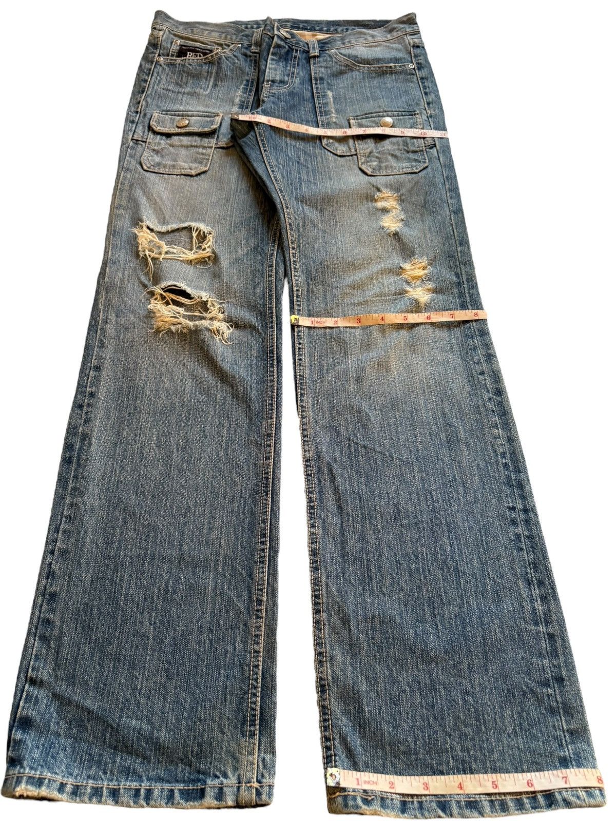 Japanese Brand Vintage Mud Wash Bush Pant Distressed Ripped Loose Jeans Size US 31 - 14 Thumbnail
