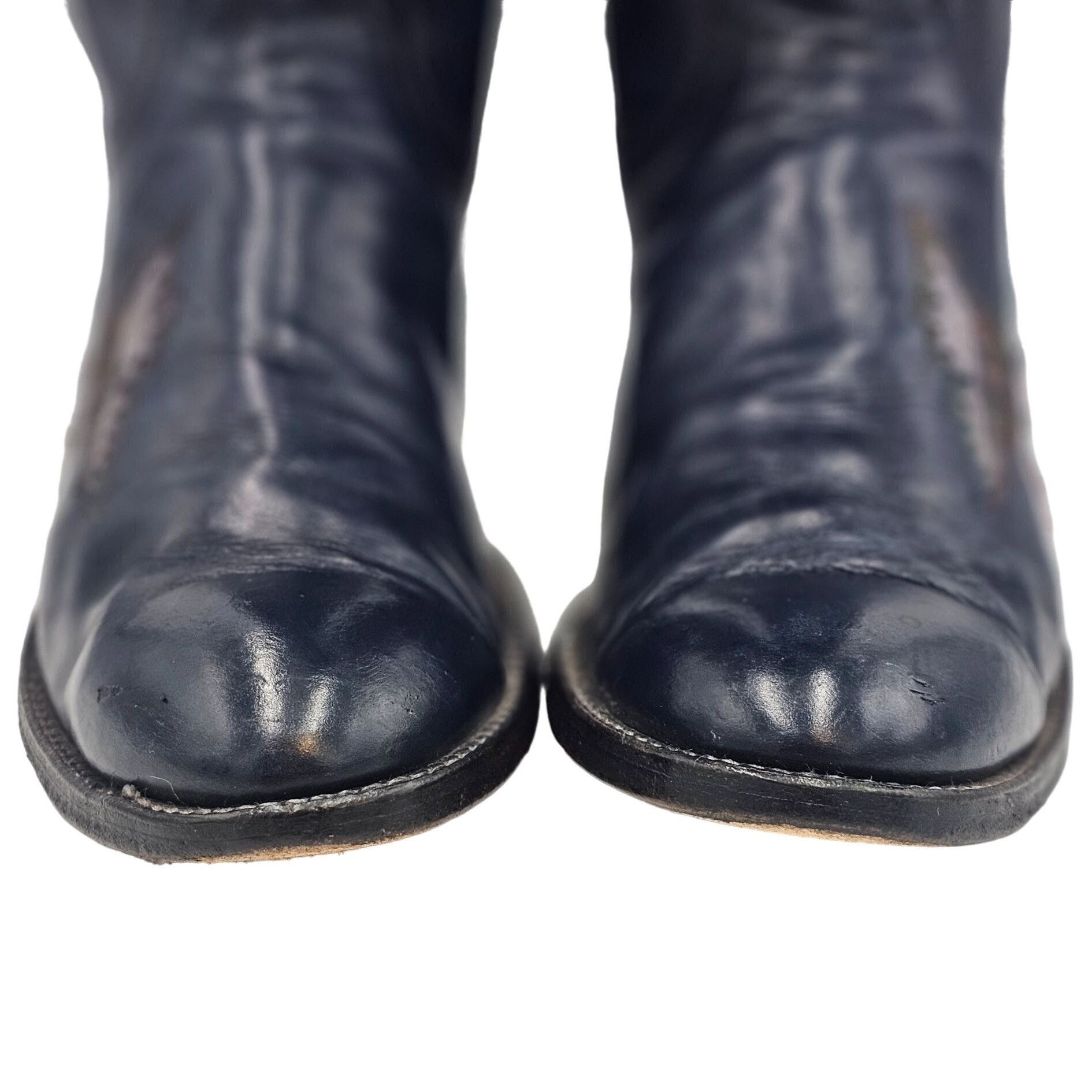 Other Vintage 1970s CUTTER BILL Cowgirl Boots 6B Navy Rainbow Leat Size US 6 / IT 36 - 14 Thumbnail