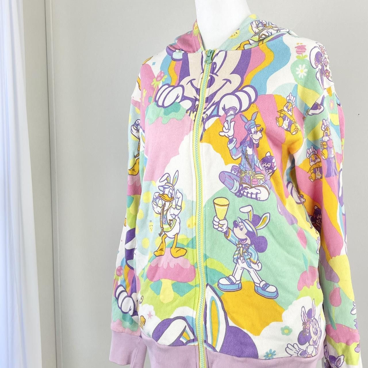 Disney Disney Tokyo Colorful All Over Hippie Tye-Dye Print Hoodie ♡ Size L / US 10 / IT 46 - 3 Thumbnail