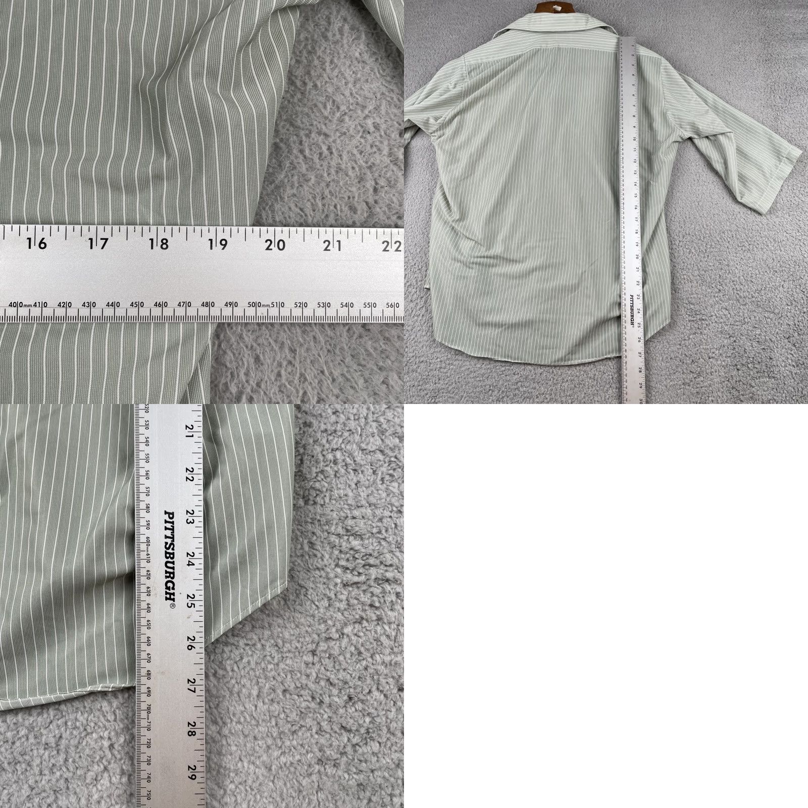 Van Heusen VINTAGE Van Heusen Shirt Mens Large Button-Up Mossy Green Striped 70s Size US L / EU 52-54 / 3 - 9 Thumbnail