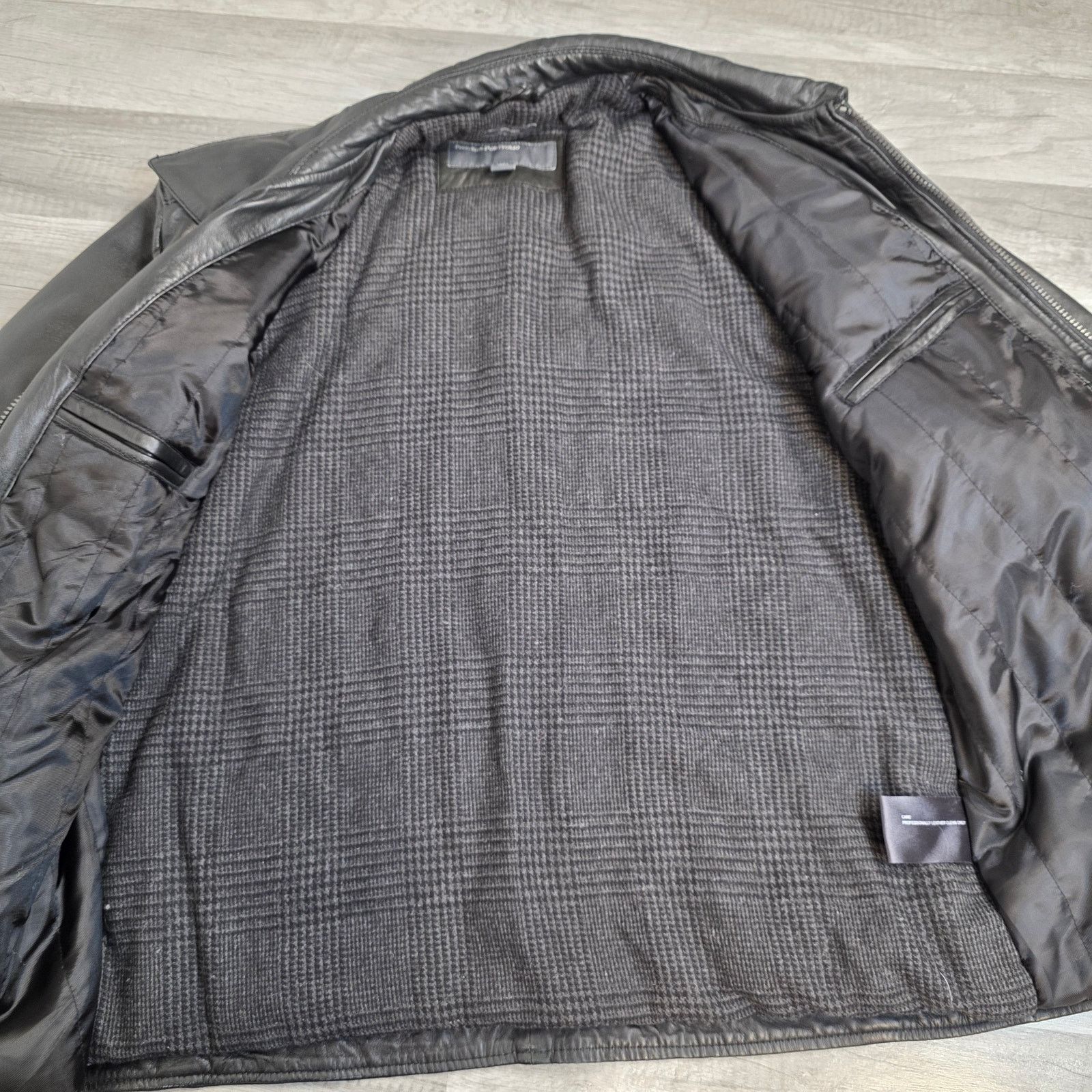 Perry Ellis Lambskin Leather Jacket Black Men's XL Lined Size US XL / EU 56 / 4 - 4 Thumbnail