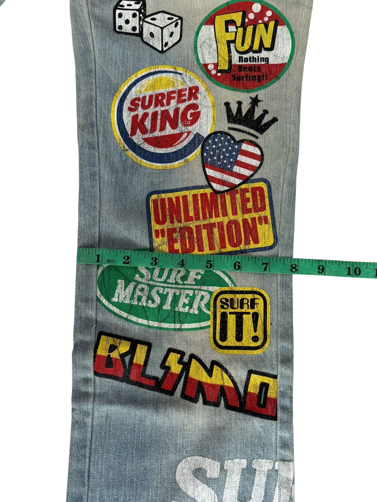 Japanese Brand Y2K Blue Moon Blue Denim Jeans Design Art Hippie Style Size US 28 / EU 44 - 14 Thumbnail