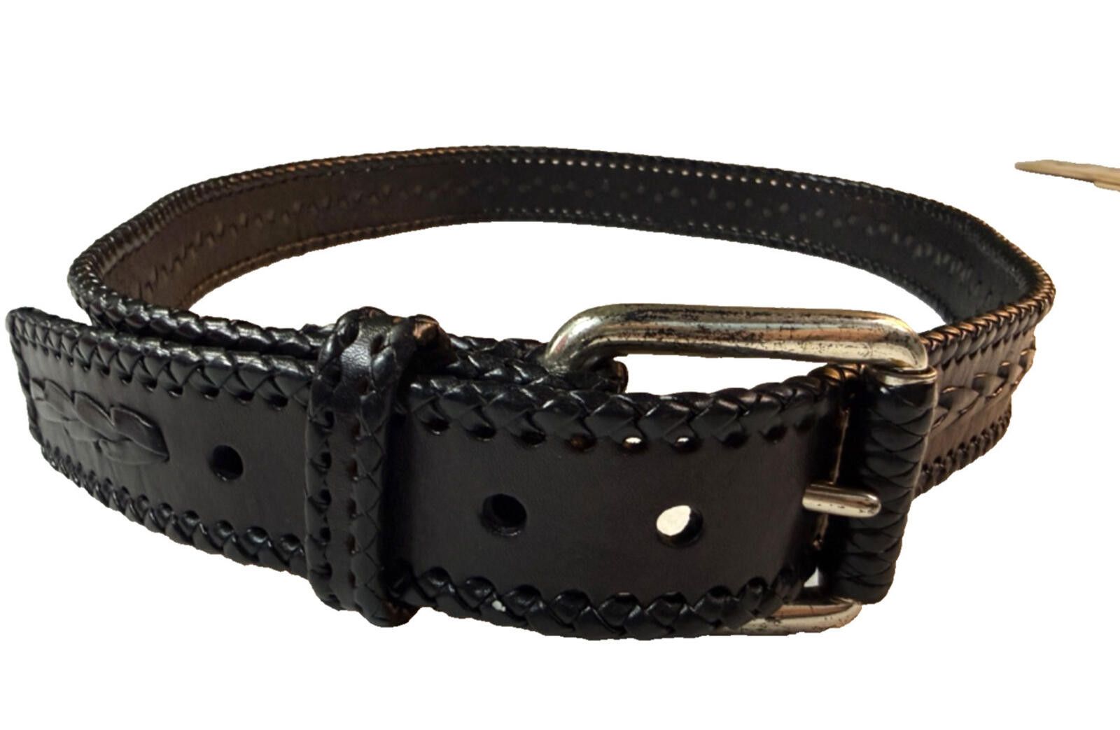 Michael Kors Vintage Michael Kors Black Leather Belt Mens XL Braided Edge Size ONE SIZE - 1 Thumbnail