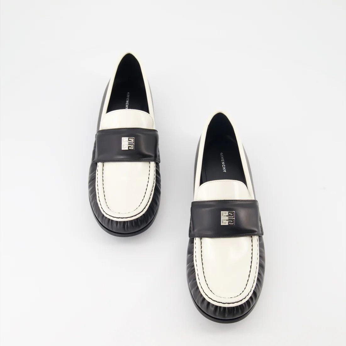 Givenchy o1srvl11e1224 4G Leather Loafers in Black/White Size US 6 / IT 36 - 5 Thumbnail