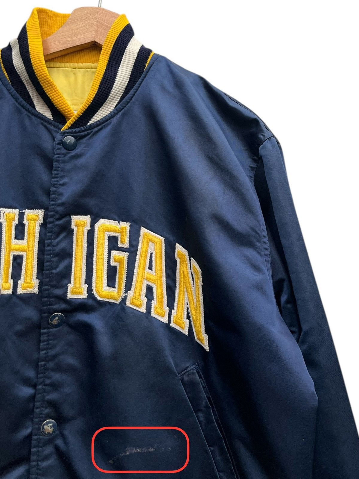 Starter Vintage Starter Michigan Wolverines Satin Varsity Jacket Size US M / EU 48-50 / 2 - 8 Thumbnail