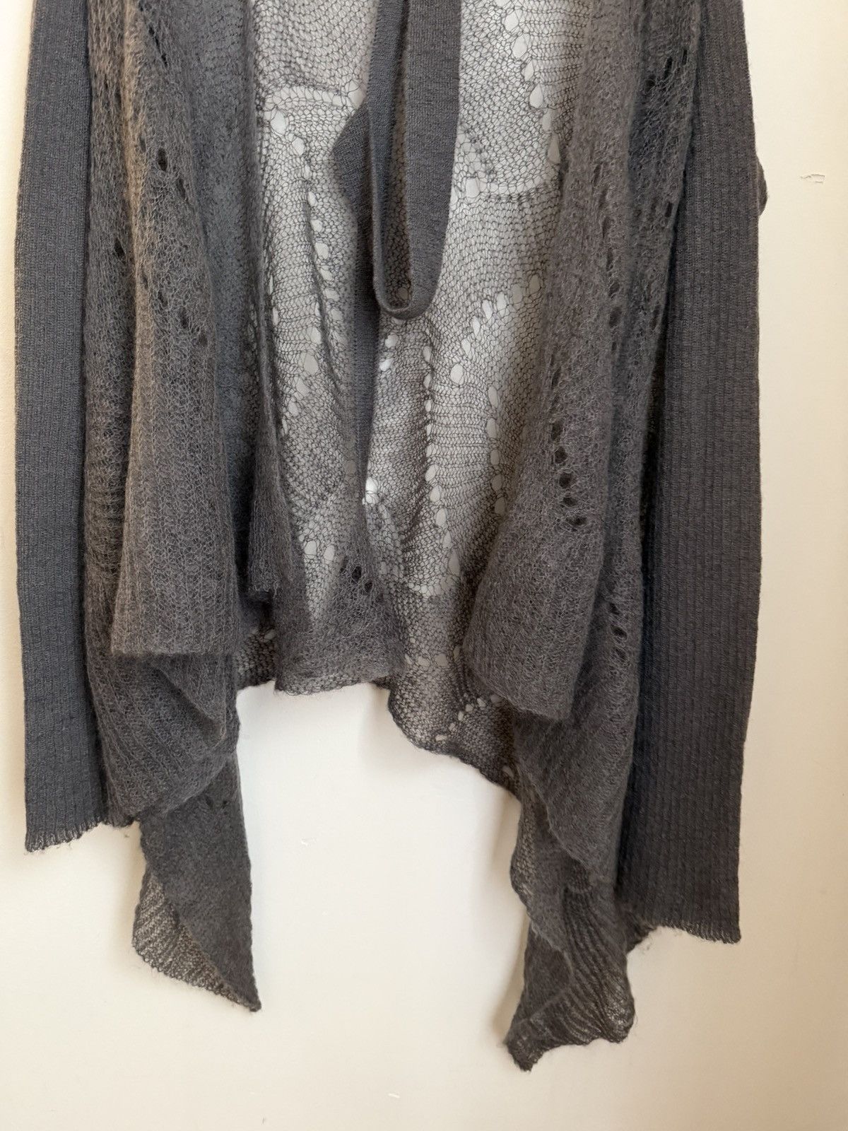 Rick Owens Rick Owens STAG FW 2008 gray open knit draped cardigan Size M / US 6-8 / IT 42-44 - 3 Thumbnail