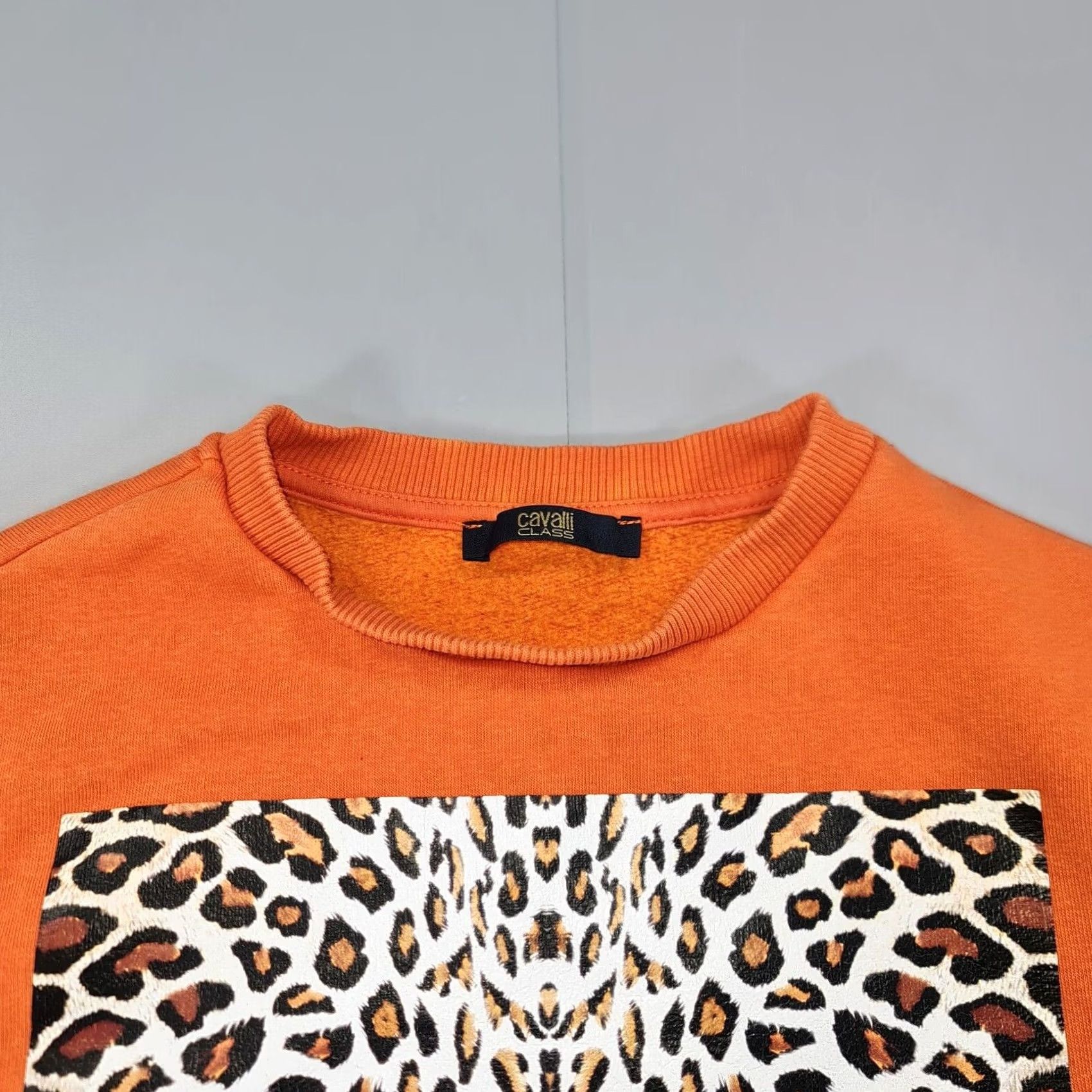 Cavalli Class Cavalli Class Sweatshirt Leopard Print Logo Pullover Womens Small Black Color, Regular Fit, Long Sleeve Crew Neck, Knit Fleece Activewear Size S / US 4 / IT 40 - 2 Thumbnail
