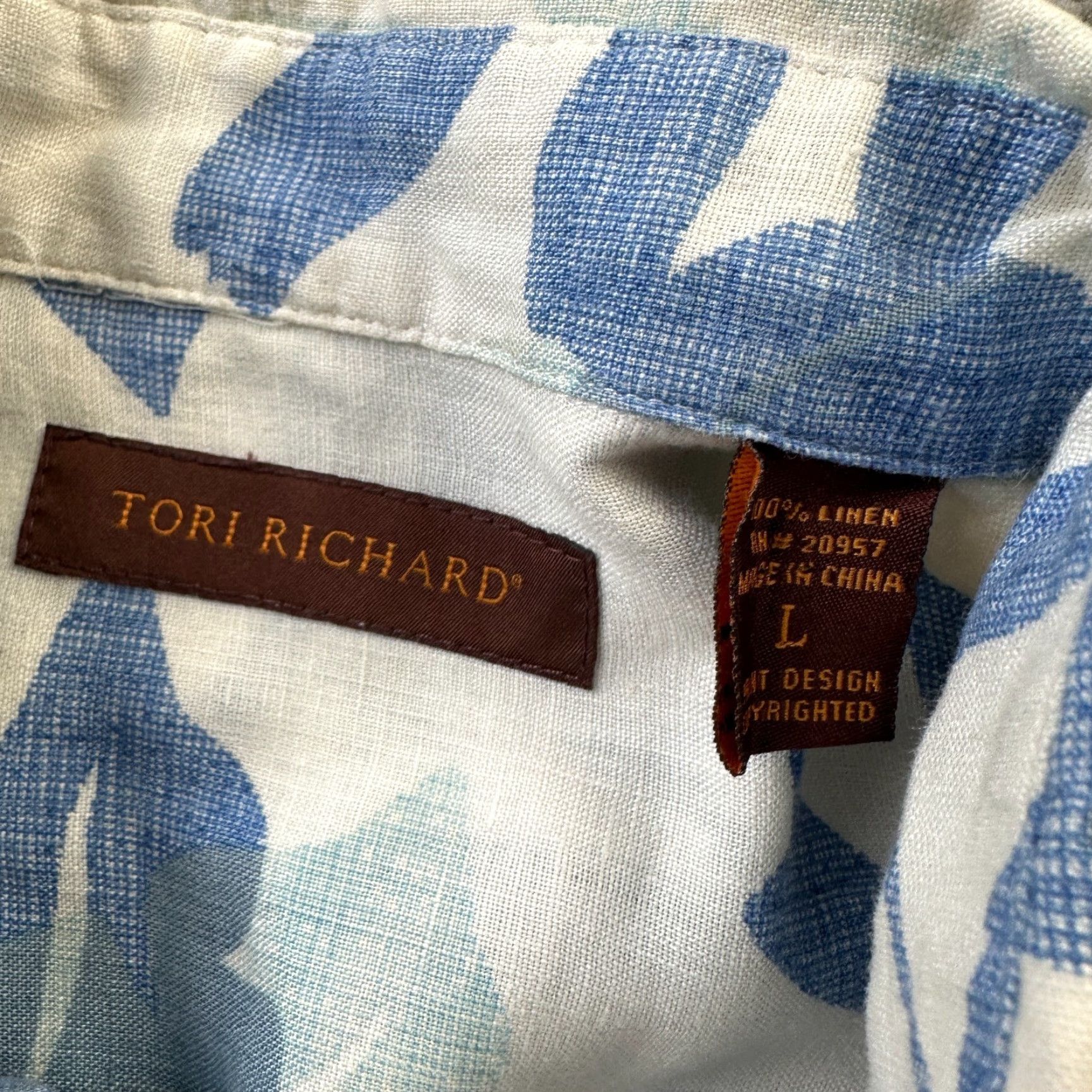 Tori Richard Tori Richard Shirt Mens Large Blue Button Up Camp Linen Casual Travel Vintage No Size US L / EU 52-54 / 3 - 7 Thumbnail