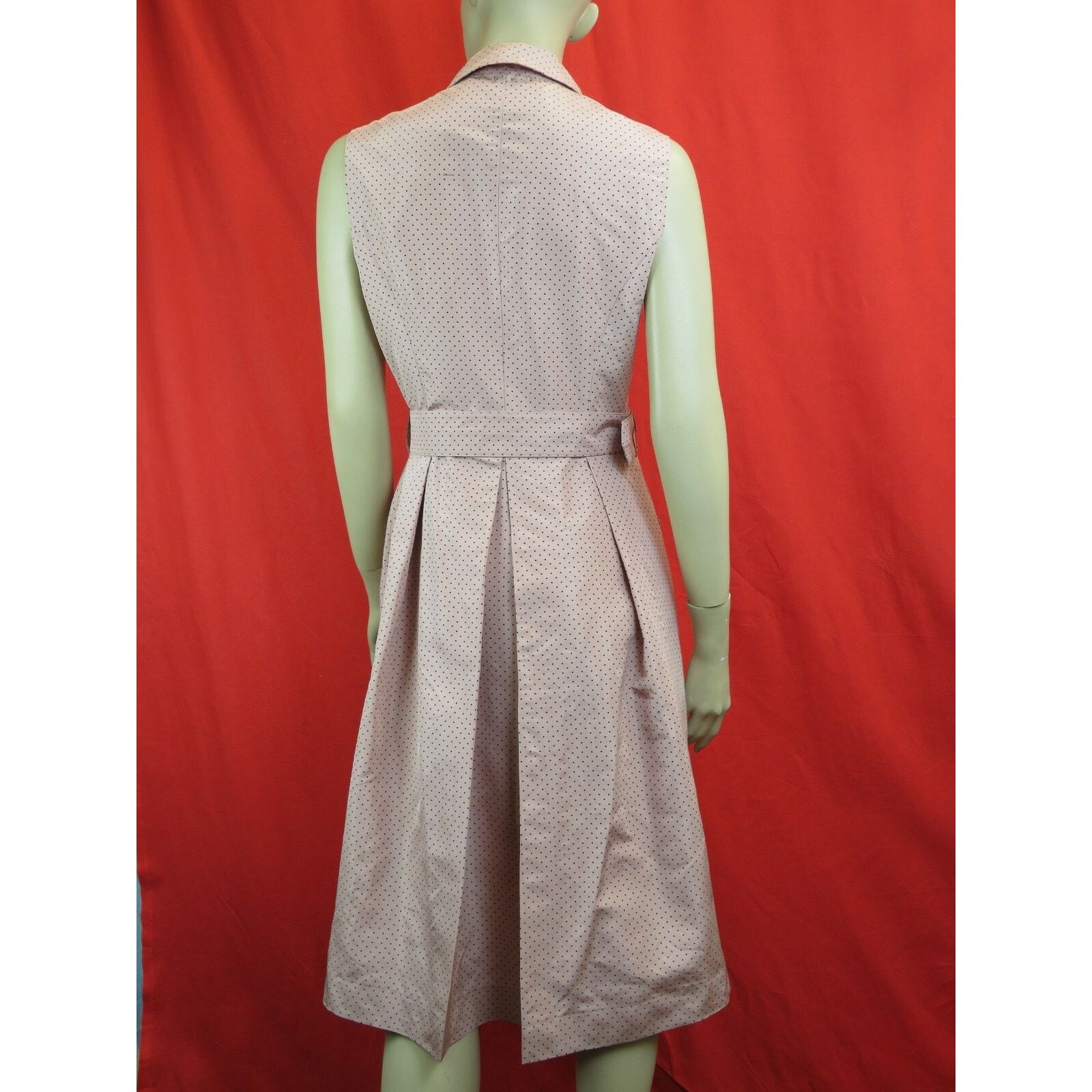 Prada PRADA NUDE POLKA LOGO SILK BELTED MIDI DRESS 44 10 IT Size M / US 6-8 / IT 42-44 - 2 Thumbnail