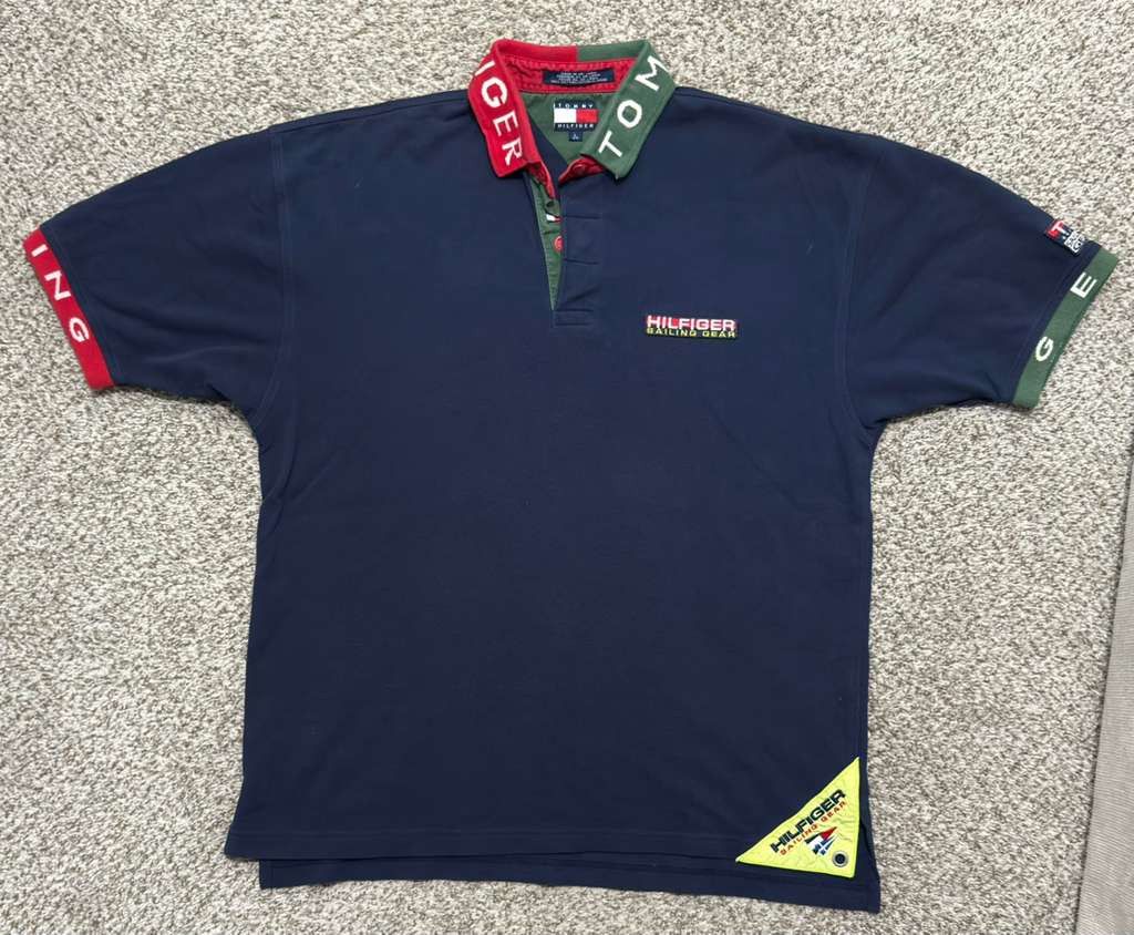Tommy Hilfiger Vtg 90s Tommy Hilfiger colorblocked polo shirt navy Size L Size US L / EU 52-54 / 3 - 1 Thumbnail