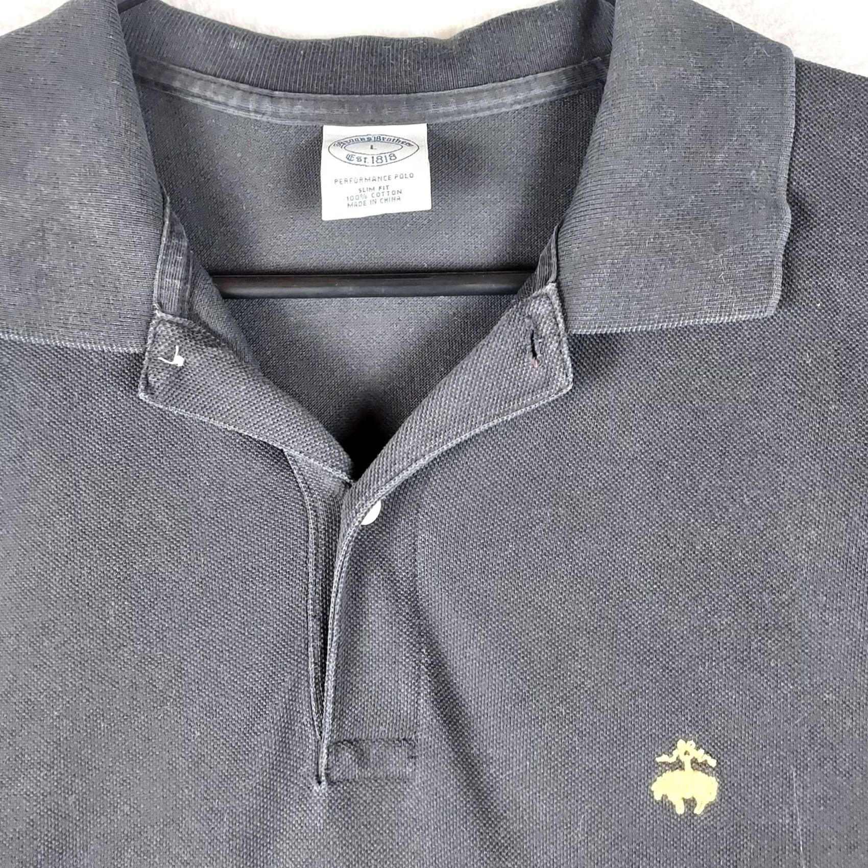 Brooks Brothers Brooks Brothers Men’s Black Performance Polo Shirt Slim Fit Short Sleeve Large Polo Casual Golf Walking 100% Cotton Regular Size Shirt Mens Size US L / EU 52-54 / 3 - 3 Thumbnail