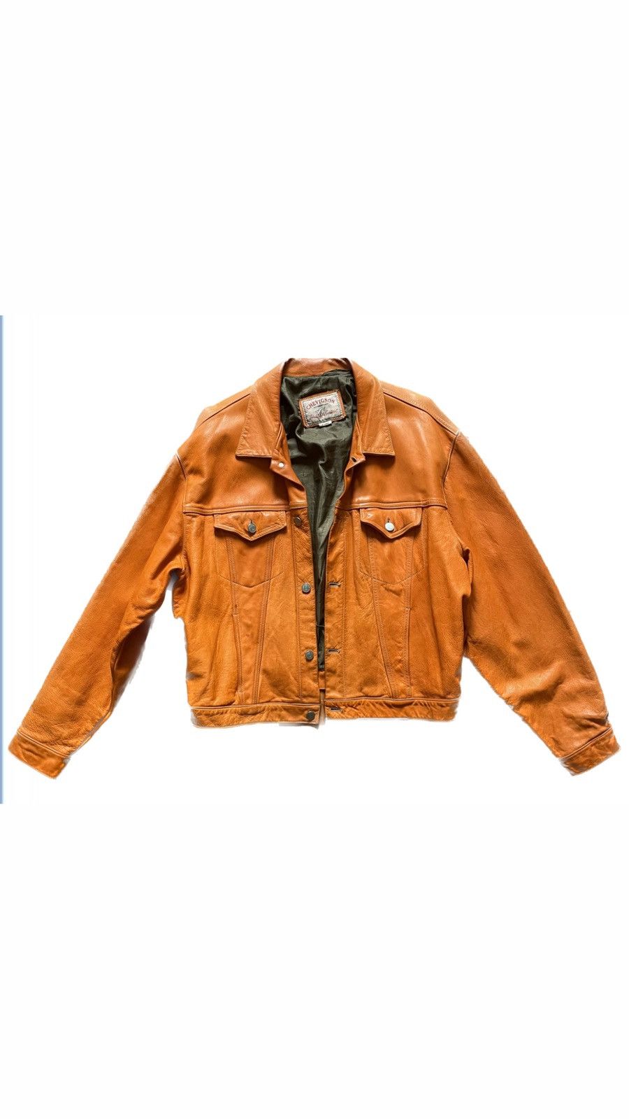 Chevignon Vintage Chevignon orange leather jacket Size US L / EU 52-54 / 3 - 1 Thumbnail