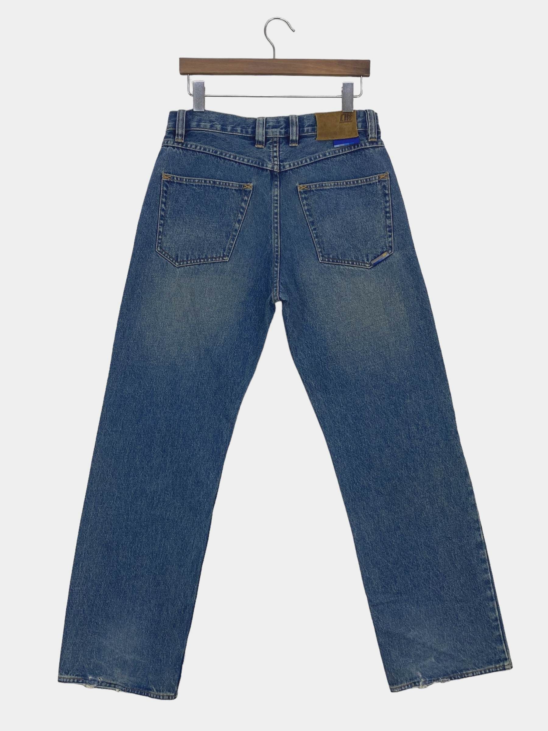 image of Pelle Pelle Alphanumeric Baggy Jeans Hip Hop Skateboard Jeans in Blue, Men's (Size 32)