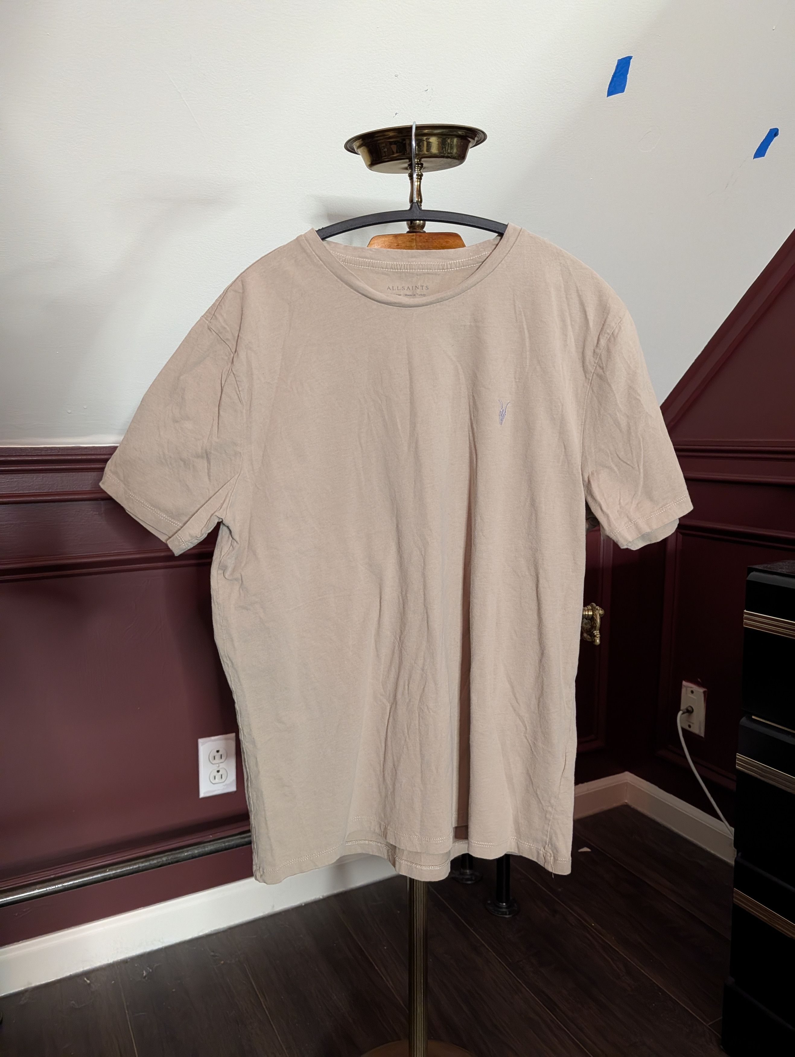 Allsaints Beige ram skull logo organic cotton t-shirt Size US L / EU 52-54 / 3 - 1 Thumbnail