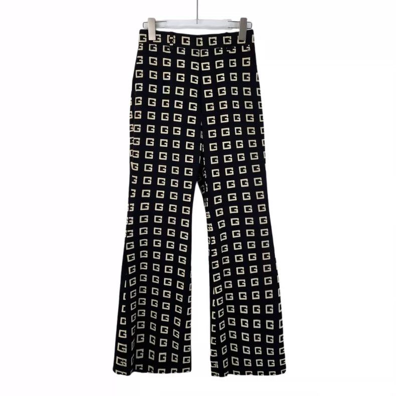 Gucci Color-blocked double G full-print flared trousers 250
