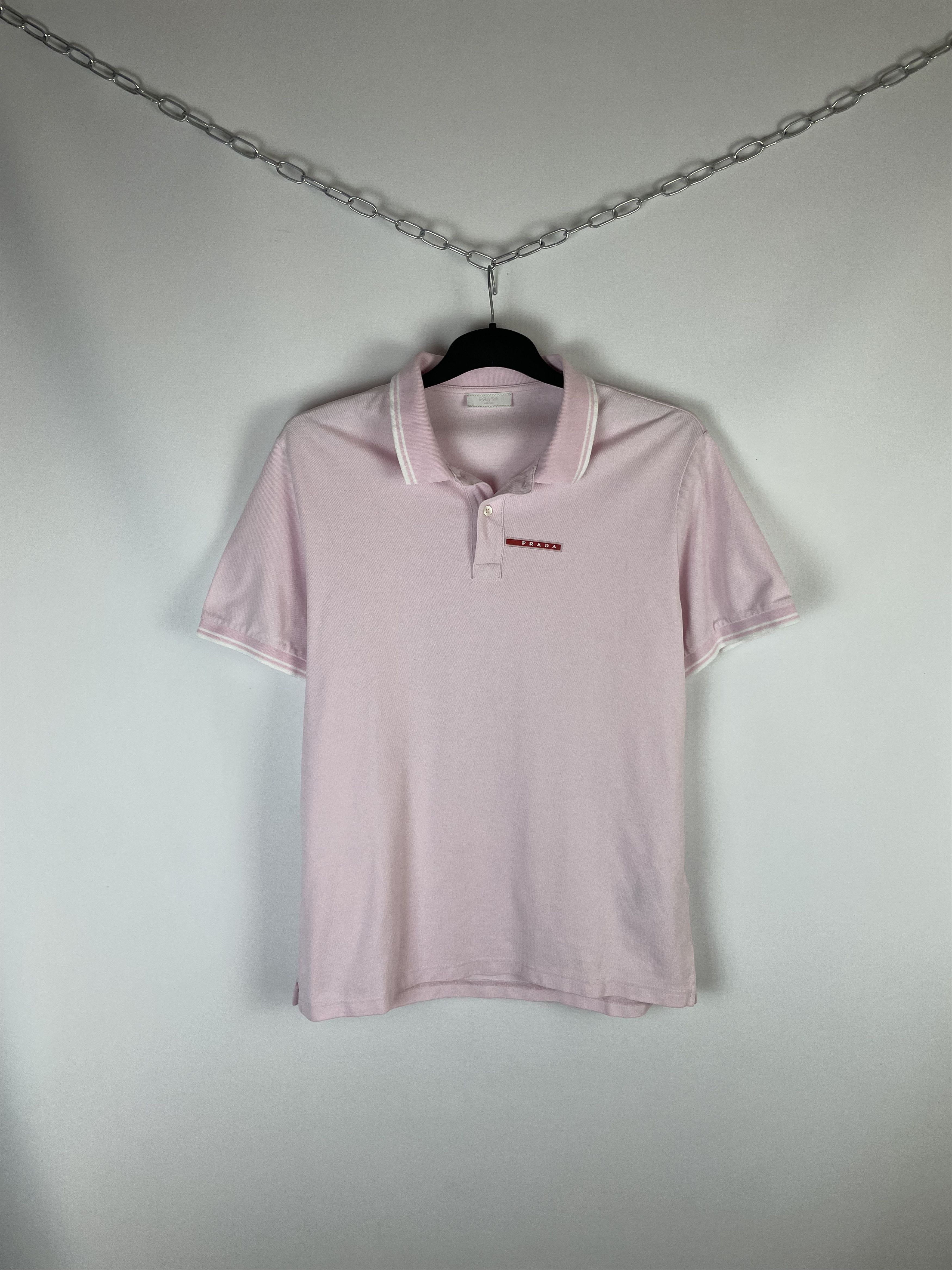 Pre-owned Prada Polo Tshirt Tee Logo Red Y2k In Pink