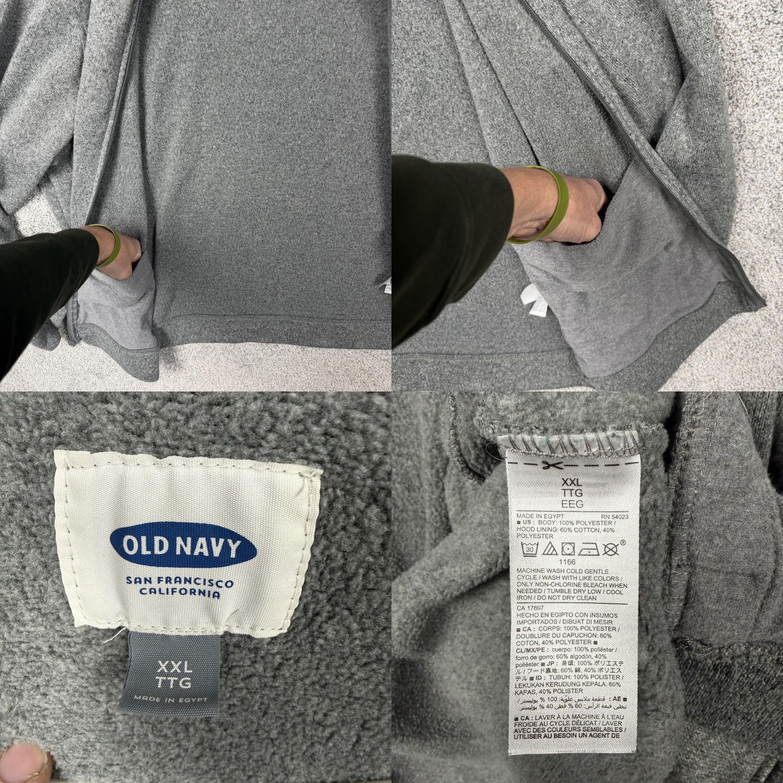 Old Navy Old Navy Hoodie Mens 2XL Gray Fleece Full Zip Textured Soft Warm Winter Gorpcore Size US XXL / EU 58 / 5 - 8 Thumbnail