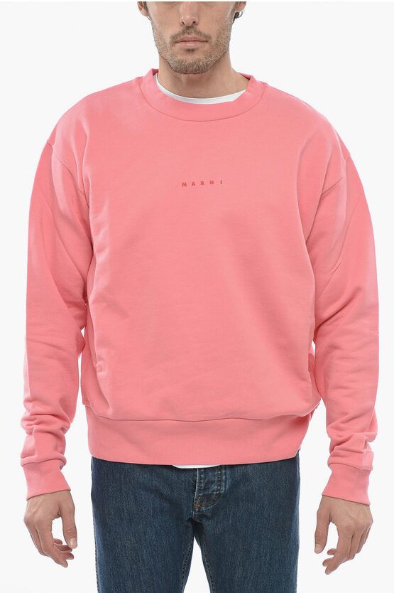 image of Marni Og1Mm0424 Crew Neck Sweatshirt In Pink, Men's (Size Medium)