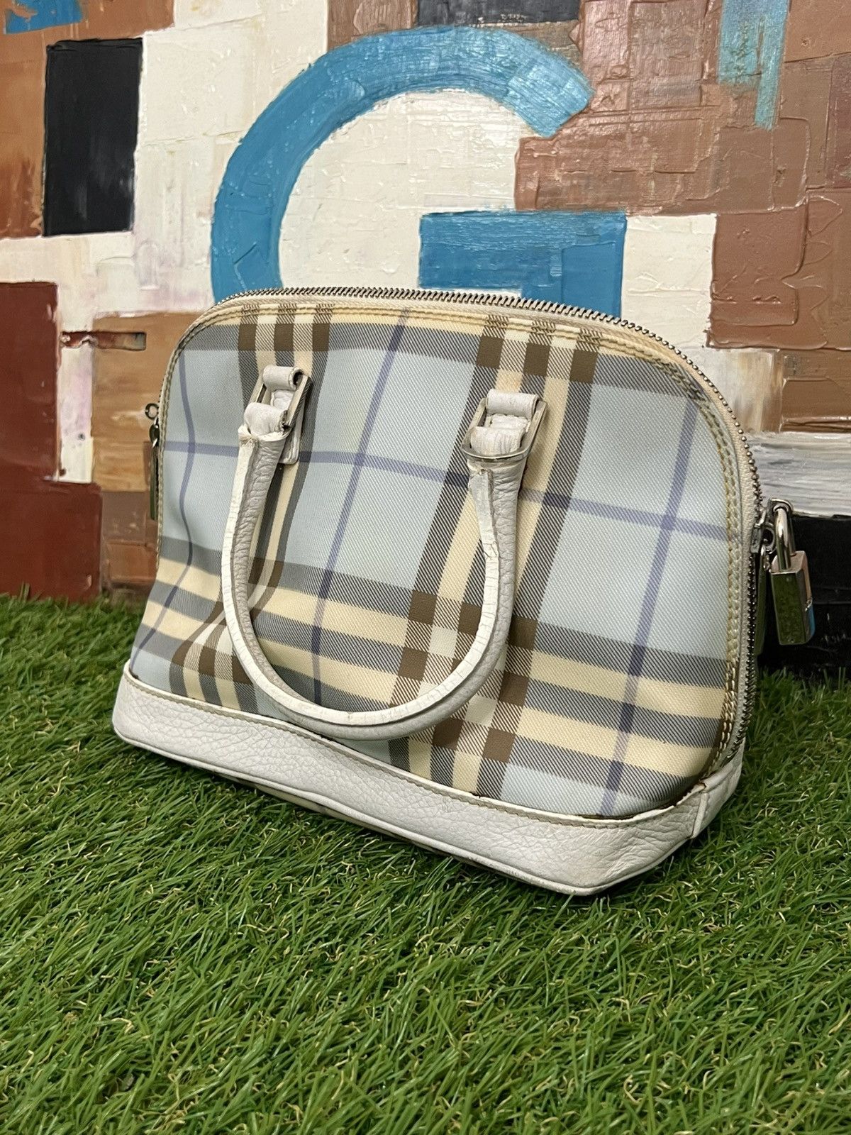 Archival Clothing x Burberry Vintage Burberry London Mini Handle Bag 2000S in Blue, Women's