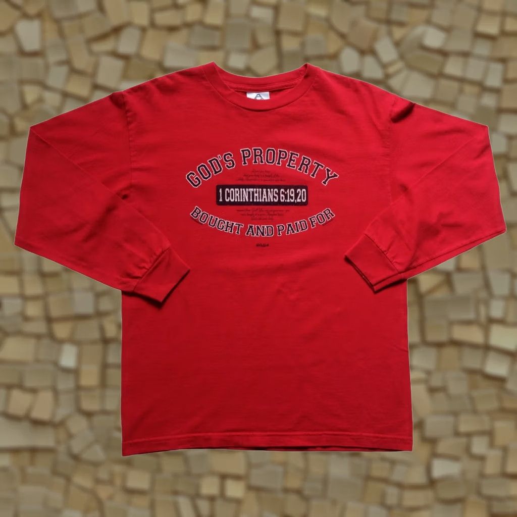 Etro VINTAGE Alstyle T-Shirt Graphic Print 90s 2000 SZ M Red God's Property Bible VTG Y2K 1 CORINTHIANS Mens Shirt Size US M / EU 48-50 / 2 - 1 Thumbnail