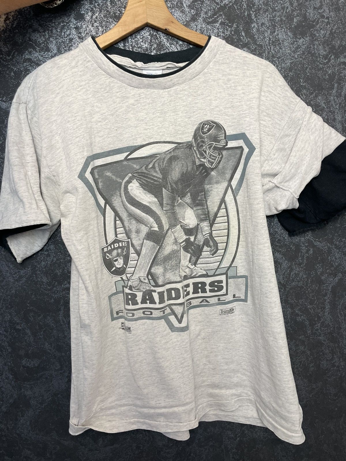 Vintage 1991 All Over Print Raiders T-Shirt Salem Sportswear