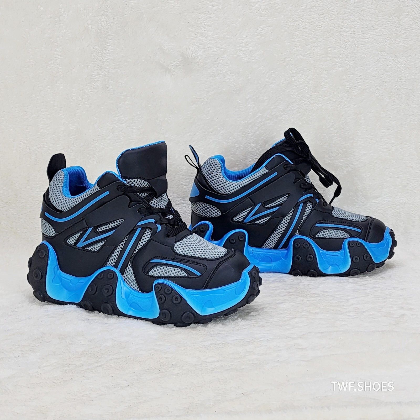 Other Anthony Wang Alien Black & Blue Hidden Wedge Platform Sneake Size US 8 / IT 38 - 4 Thumbnail