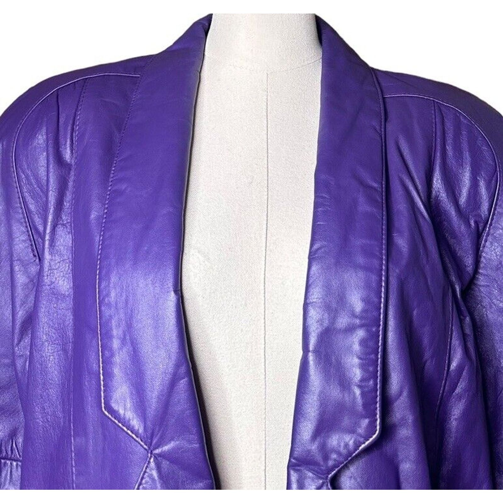 Other Vtg 90s Outerwear by Pheonix Purple Leather Jacket Coat SP Size S / US 4 / IT 40 - 2 Thumbnail