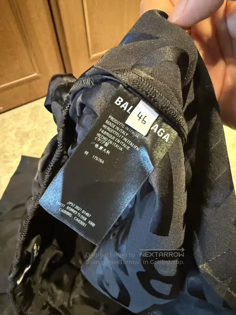 Balenciaga Balenciaga Printed Dark Pattern Logo Silk Wide Leg Trouser Size US 30 / EU 46 - 6 Thumbnail