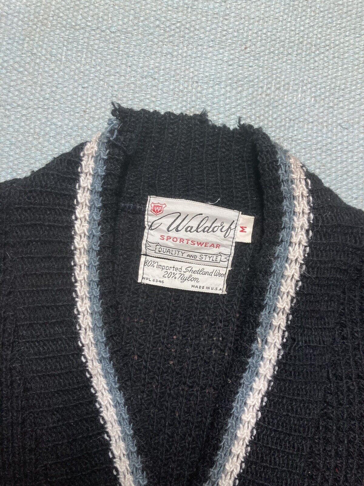 Vintage VTG 50s pullover sweater Shetland wool black Waldorf medium Size US M / EU 48-50 / 2 - 4 Thumbnail